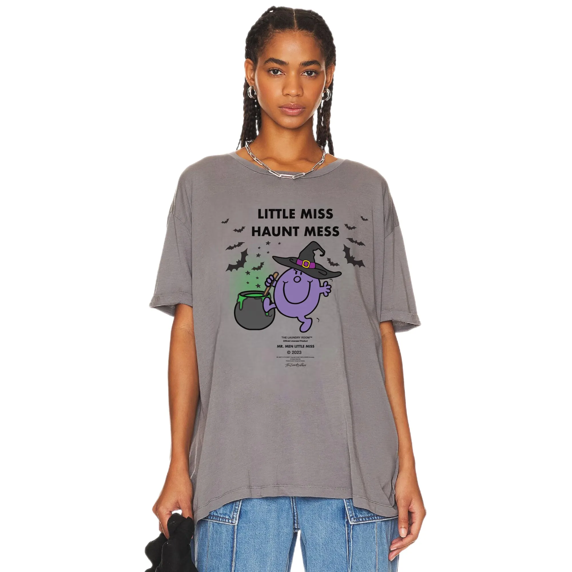 Little Miss Haunt Mess - Oversized Tee - Gravity Grey