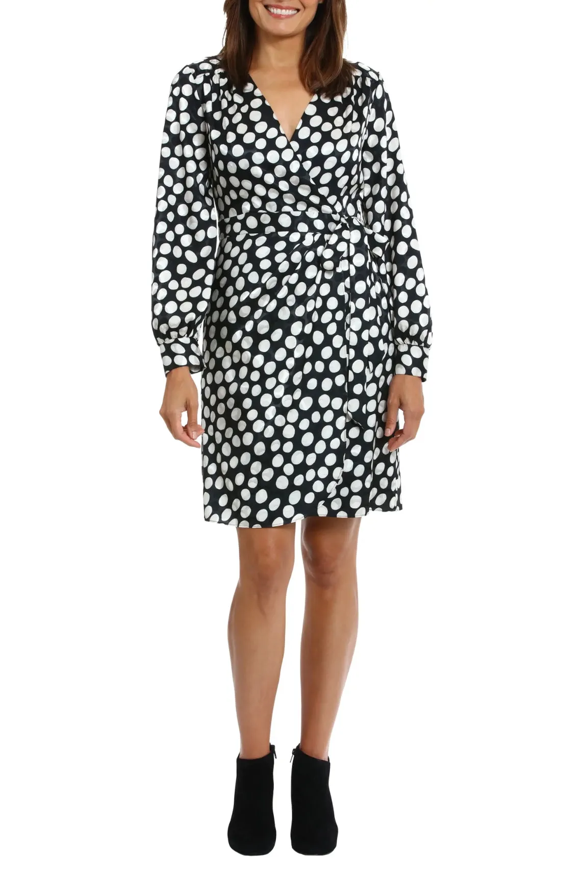 London TImes Printed Jacquard Long-Sleeve Dress