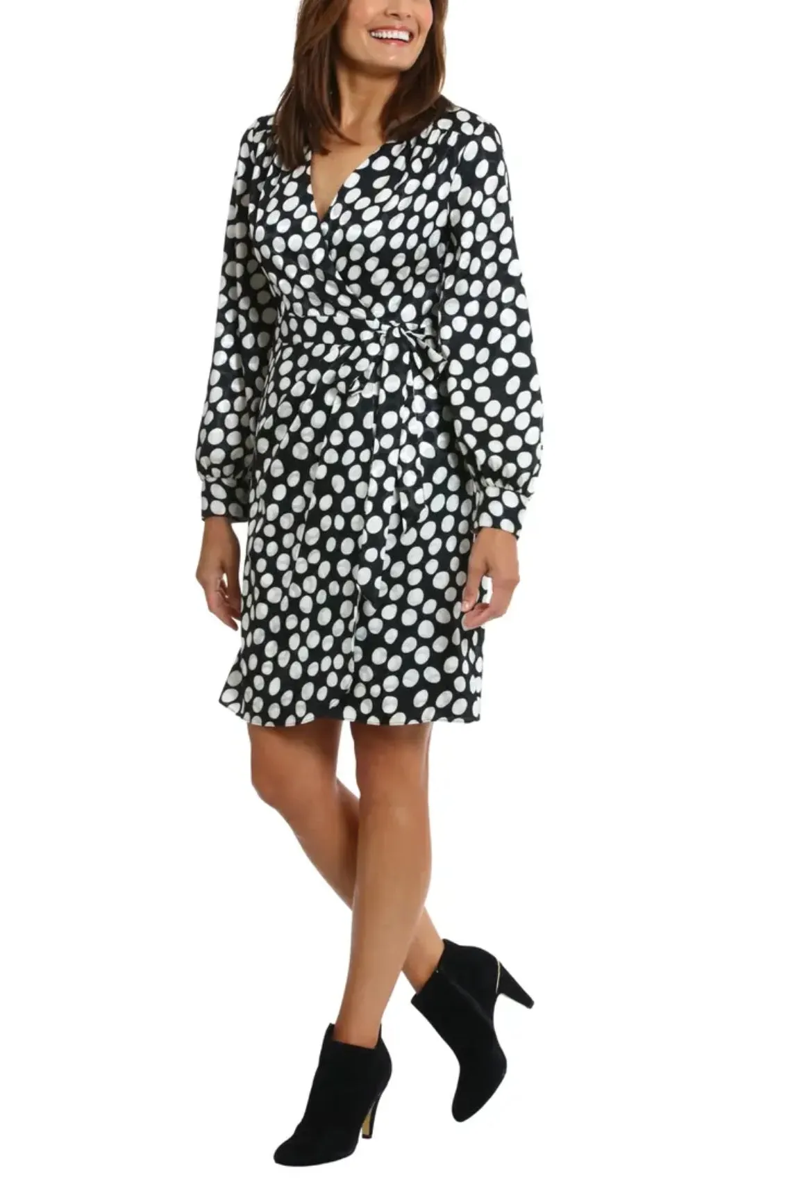 London TImes Printed Jacquard Long-Sleeve Dress