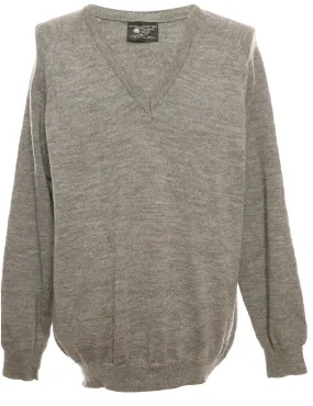 Long Sleeved Grey Knit Jumper - L