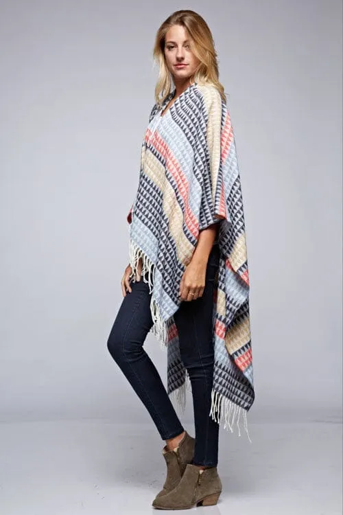 Marlowe Striped Poncho