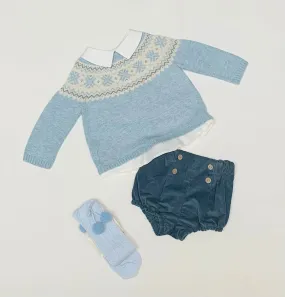 Martin Aranda Baby Blue Kntted Jumper & Shorts Set