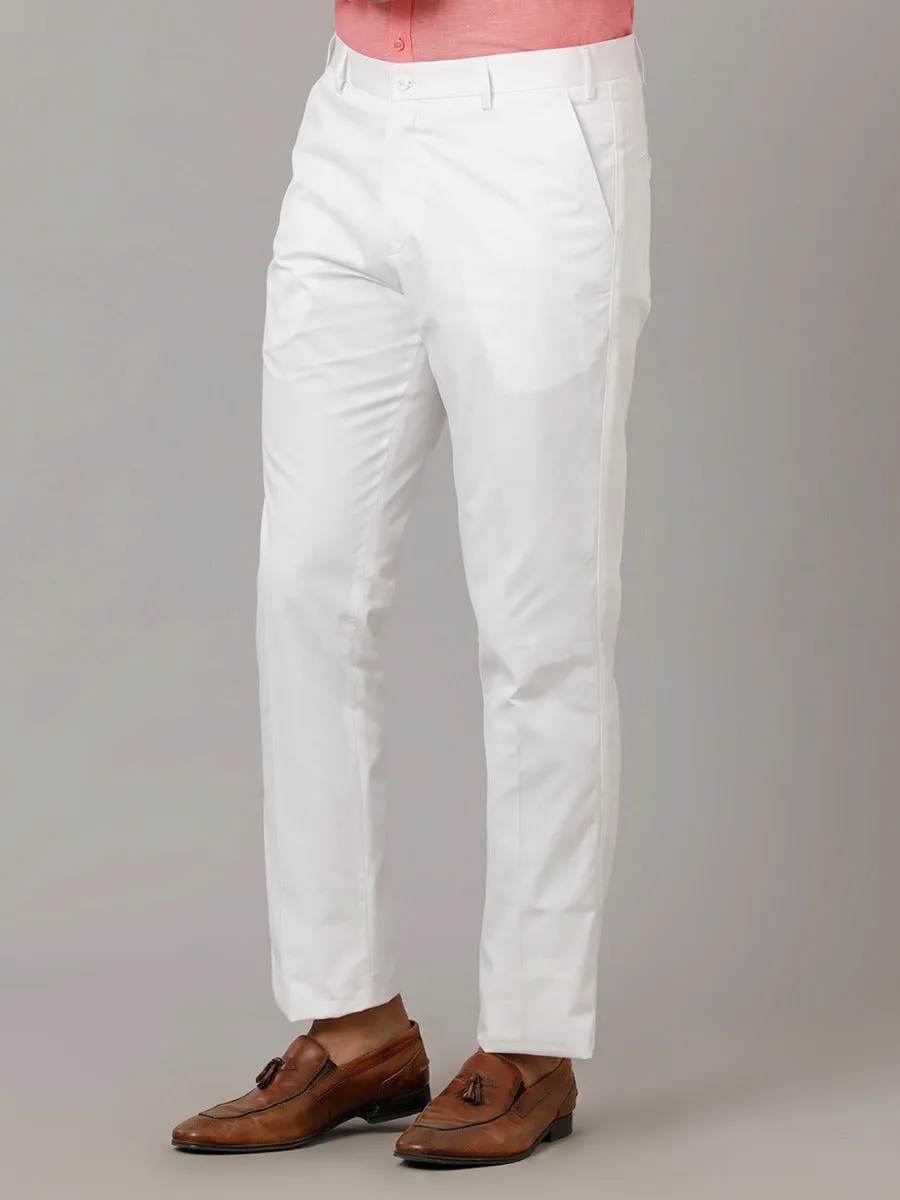 Men Linen Cotton Trim Fit Pant White - WH02