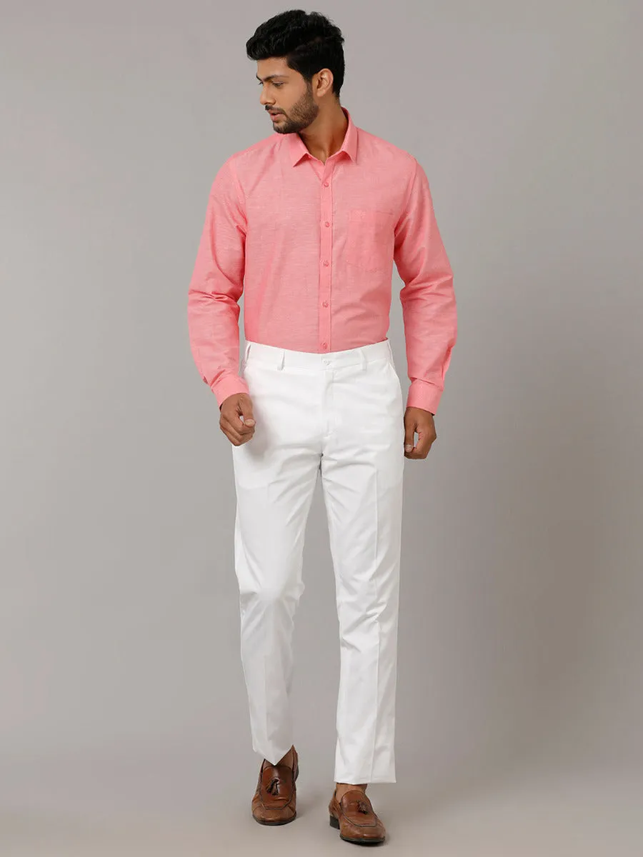 Men Linen Cotton Trim Fit Pant White - WH02