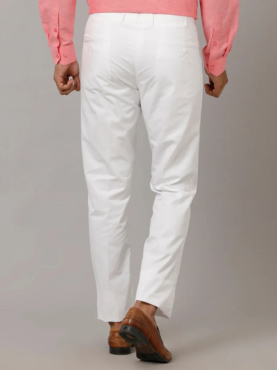 Men Linen Cotton Trim Fit Pant White - WH02