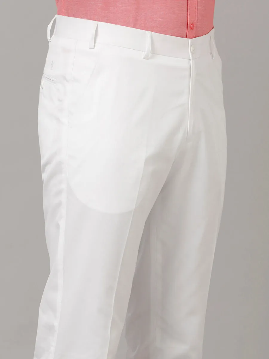 Men Linen Cotton Trim Fit Pant White - WH02