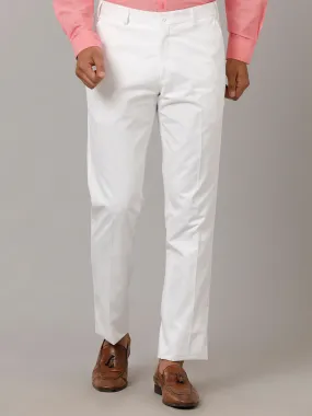 Men Linen Cotton Trim Fit Pant White - WH02