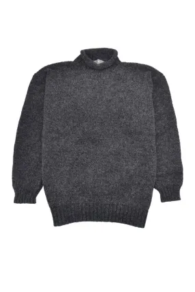 Mens Chunky Roll Neck Jumper - Mid Grey