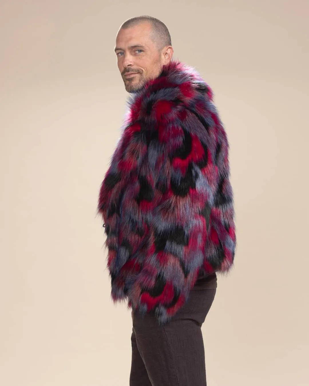 Men's Colorful Faux Fur Jacket | Crimson Cat