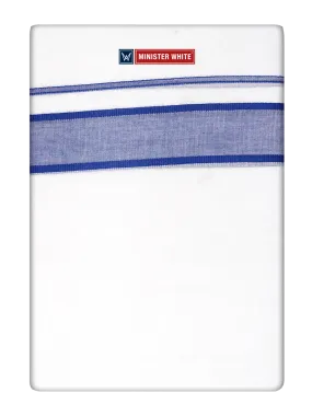 Mens Cotton White Double Layered Dhoti with Royal Blue Fancy Kara- Empuran