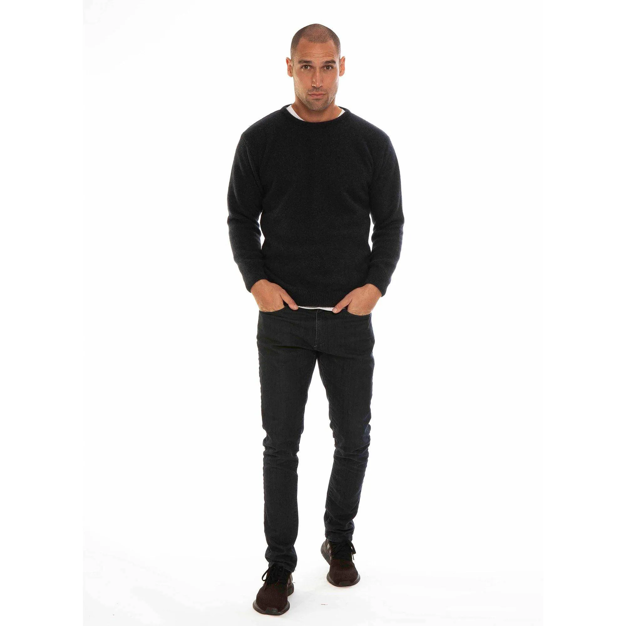 Mens Crew Neck Possum Merino Jumper - Charcoal