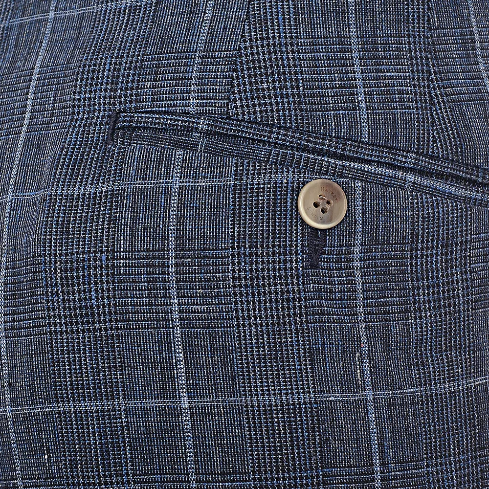 Men's Hackett, Linen Check Trousers in Blue