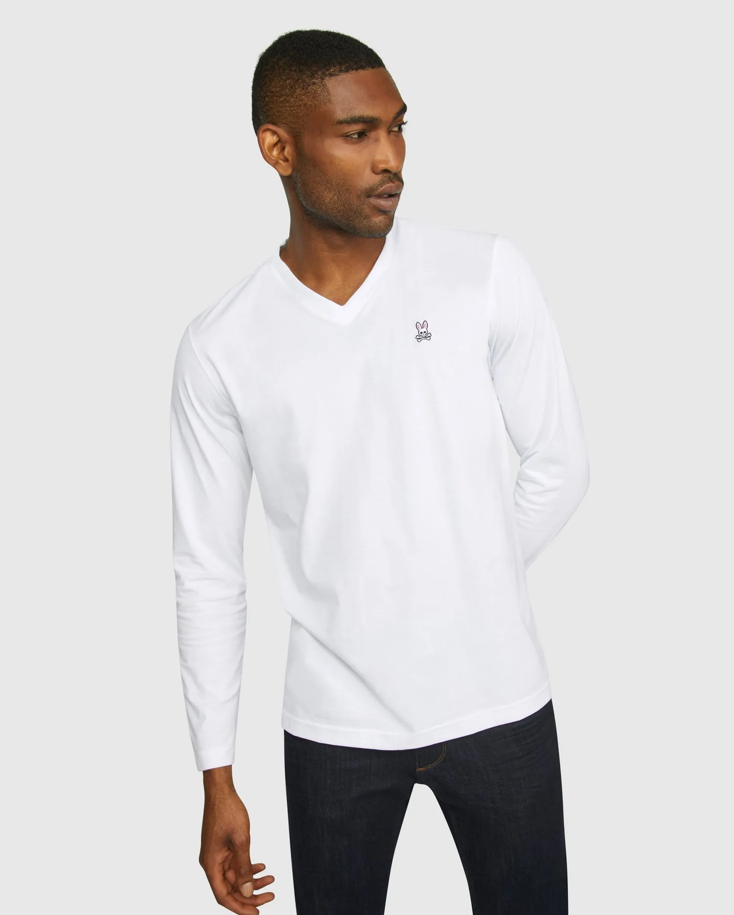 MENS LONG SLEEVE V NECK TEE - B6T421ARPC