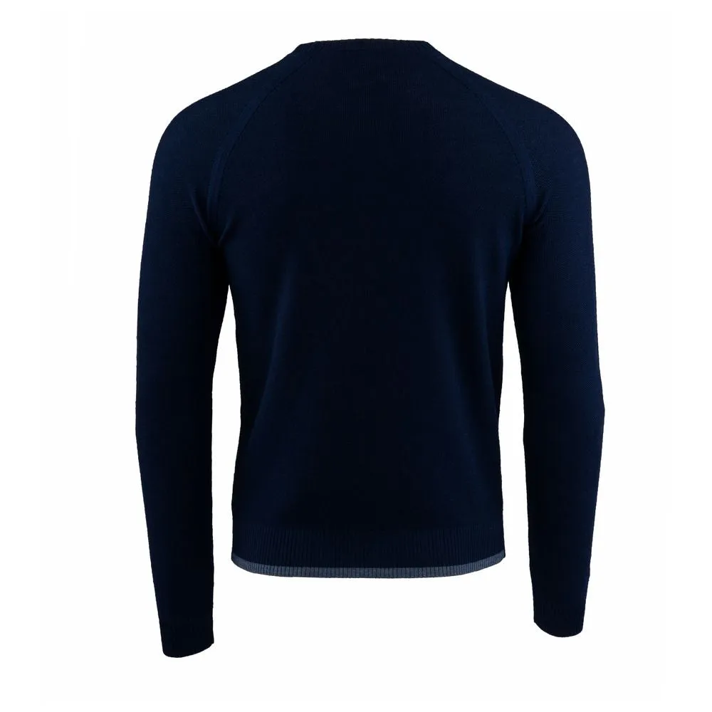 Mens Merino Moss Stitch Sweater (Navy/Denim)