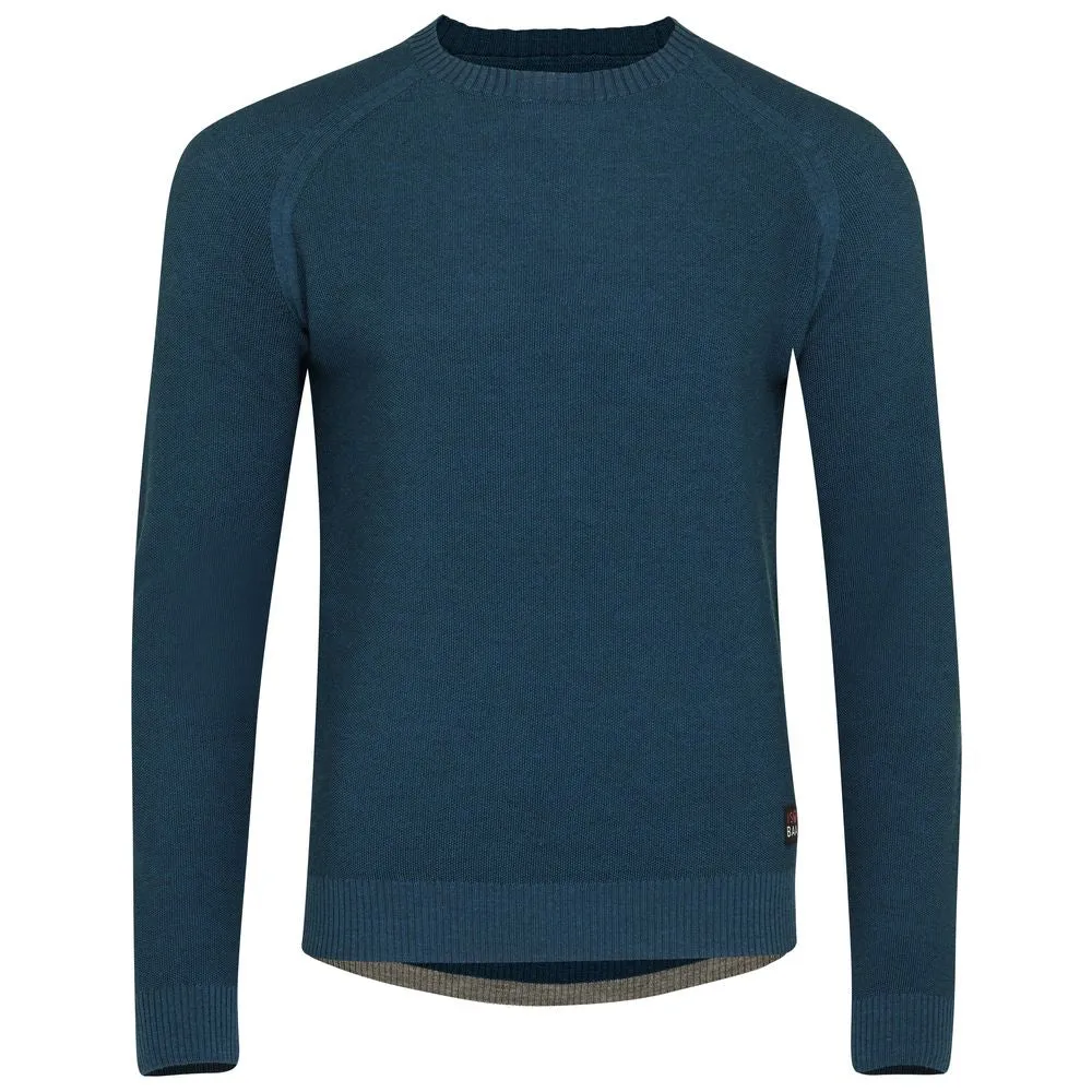 Mens Merino Moss Stitch Sweater (Petrol/Charcoal)