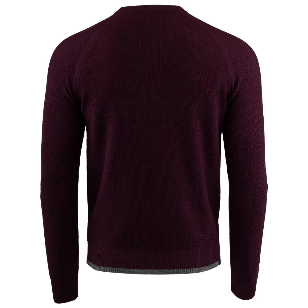 Mens Merino Moss Stitch Sweater (Wine/Smoke)