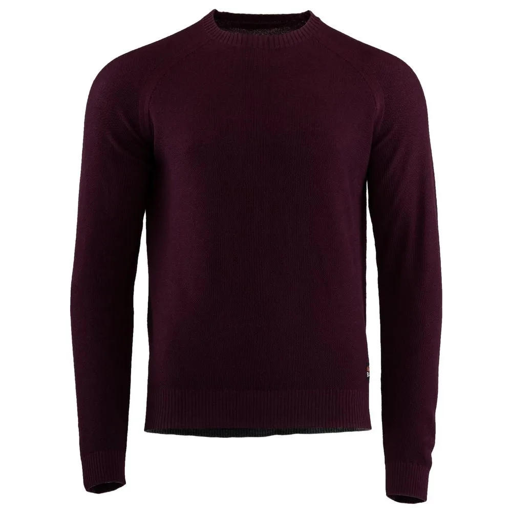 Mens Merino Moss Stitch Sweater (Wine/Smoke)