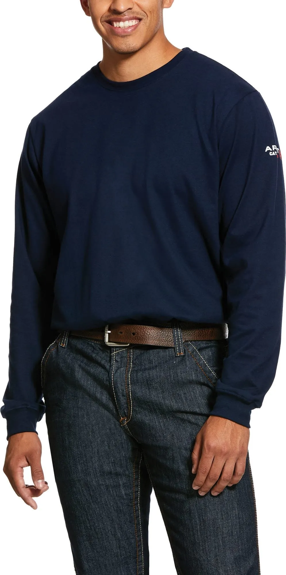 Men's Navy Fr Graphic Long Sleeve Work T-Shirt - 10030307