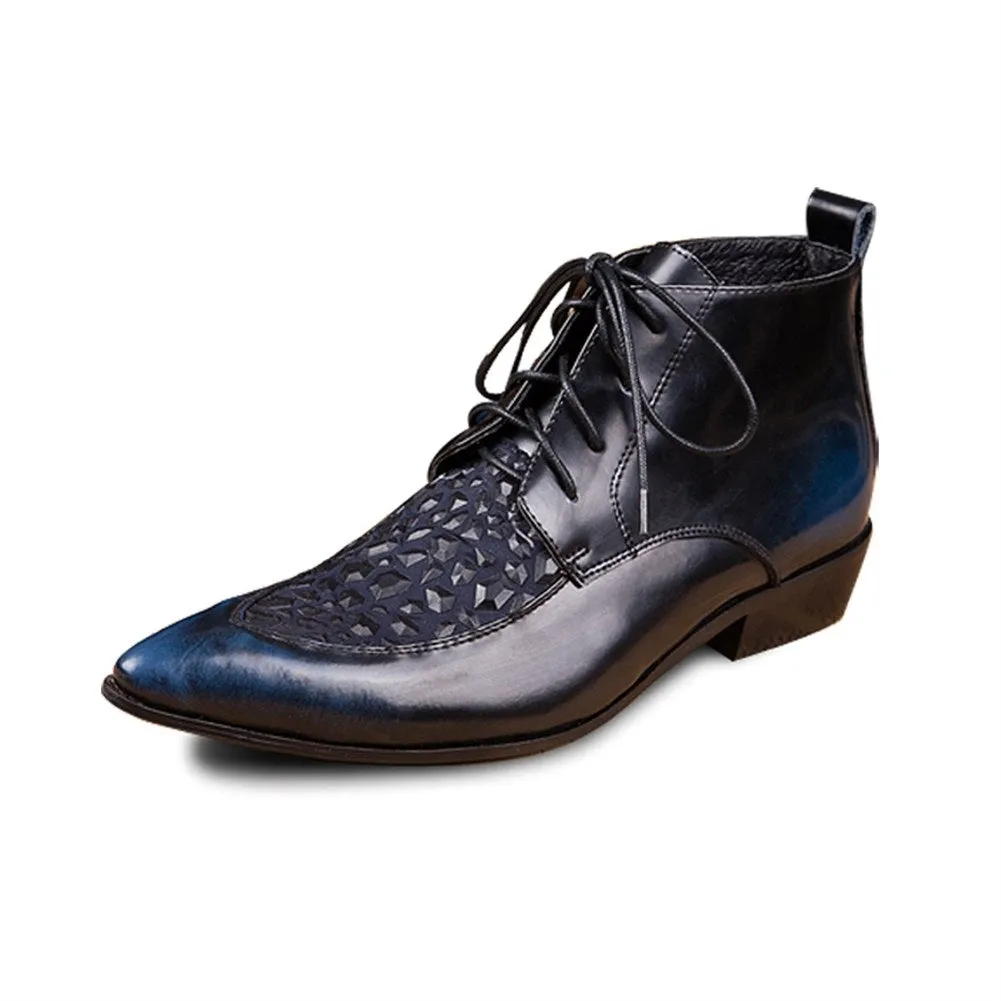 Mens Pointed Lace Up High Top Boots