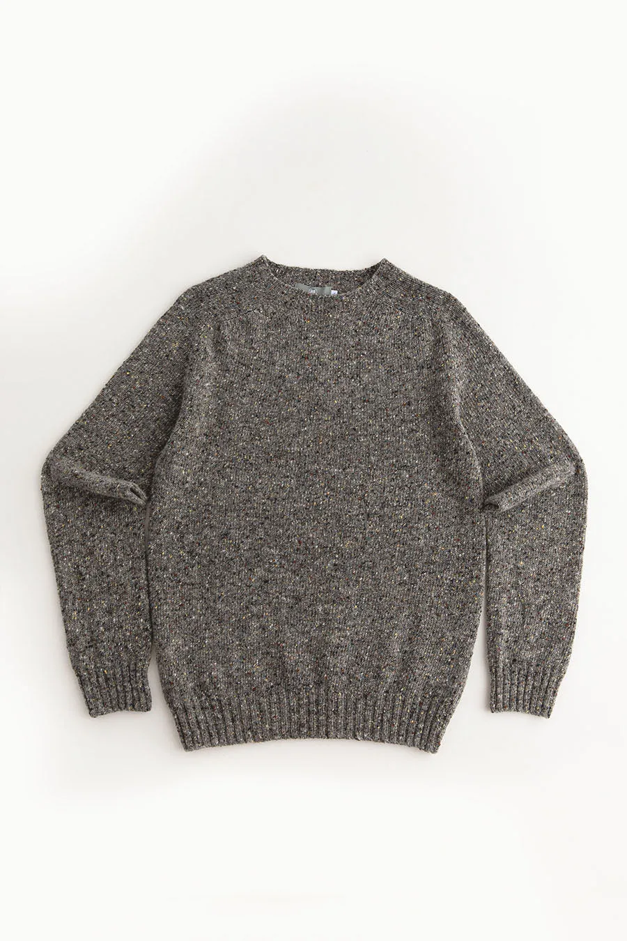 Mens Seamless Saddle Shoulder Donegal Jumper - Grey