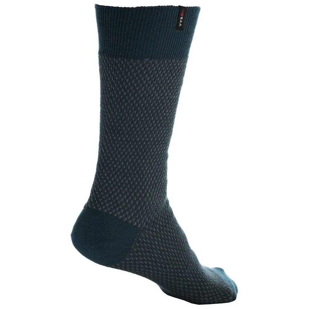 Merino Blend Moss Stitch Socks (3 Pack - Wine/Charcoal/Petrol)