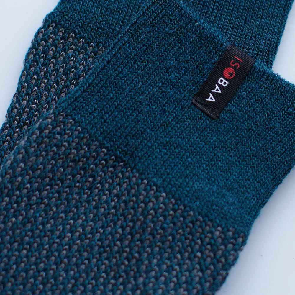 Merino Blend Moss Stitch Socks (Petrol/Smoke)