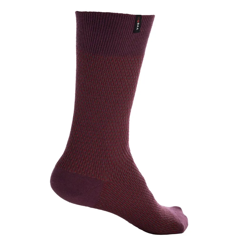 Merino Blend Moss Stitch Socks (Wine/Red)