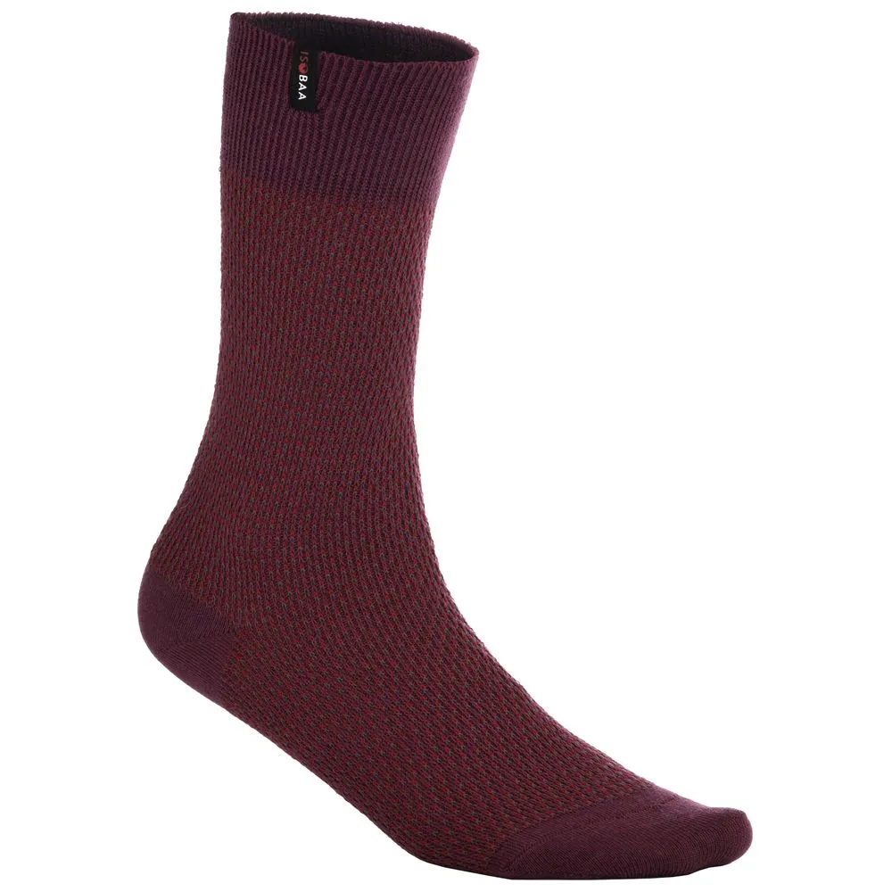 Merino Blend Moss Stitch Socks (Wine/Red)