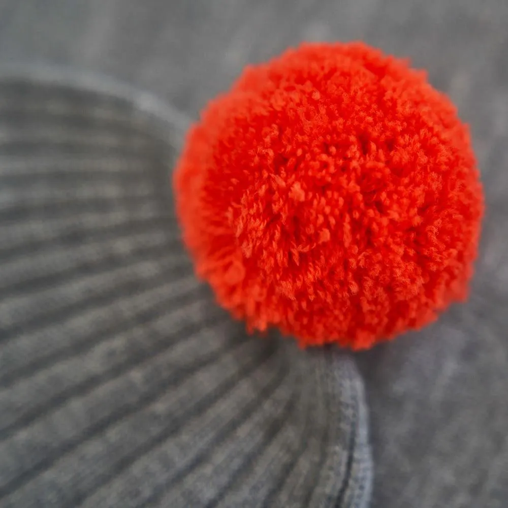 Merino Bobble Beanie (Charcoal/Orange)