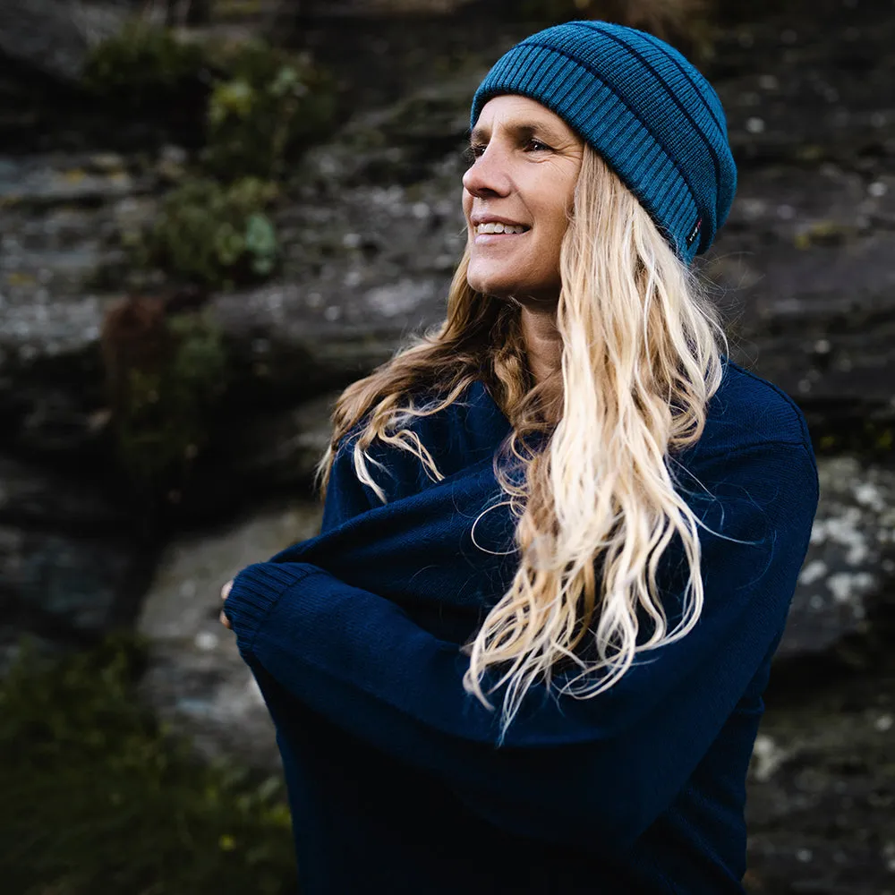 Merino Stripe Beanie (Denim/Navy)