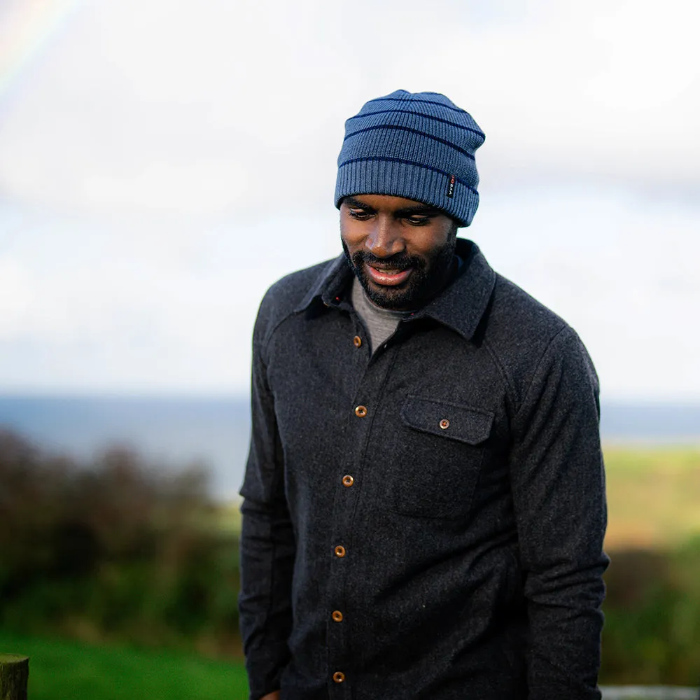 Merino Stripe Beanie (Denim/Navy)