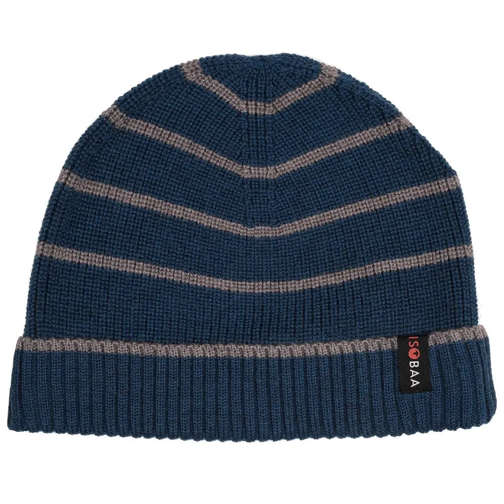 Merino Stripe Beanie (Petrol/Charcoal)