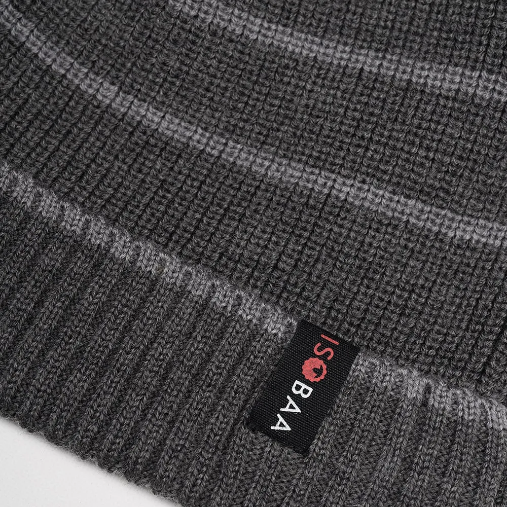 Merino Stripe Beanie (Smoke/Charcoal)