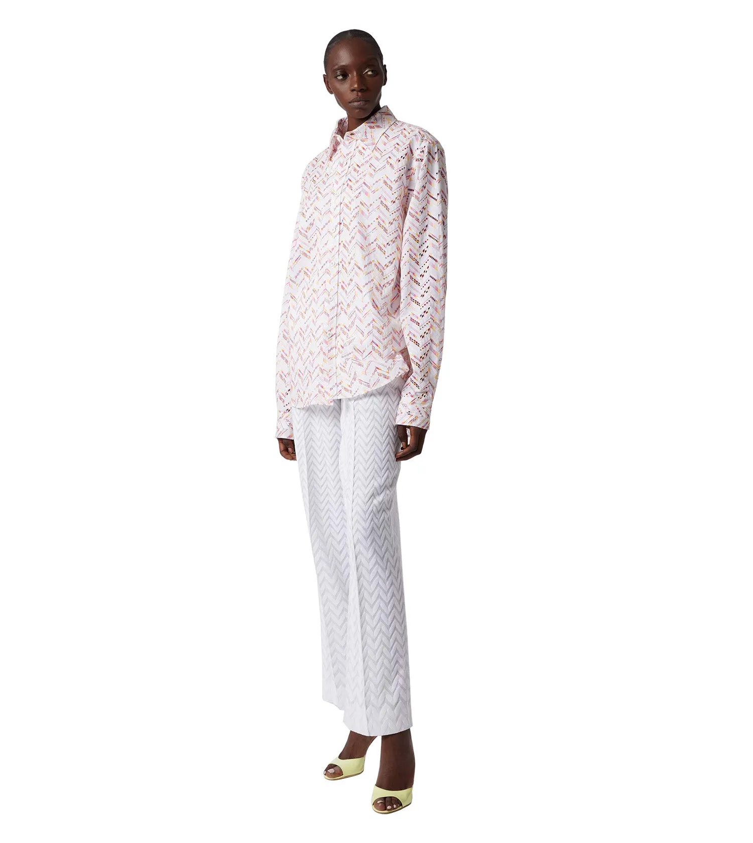 MISSONI Eyelet Embroidery Long Sleeve Shirt