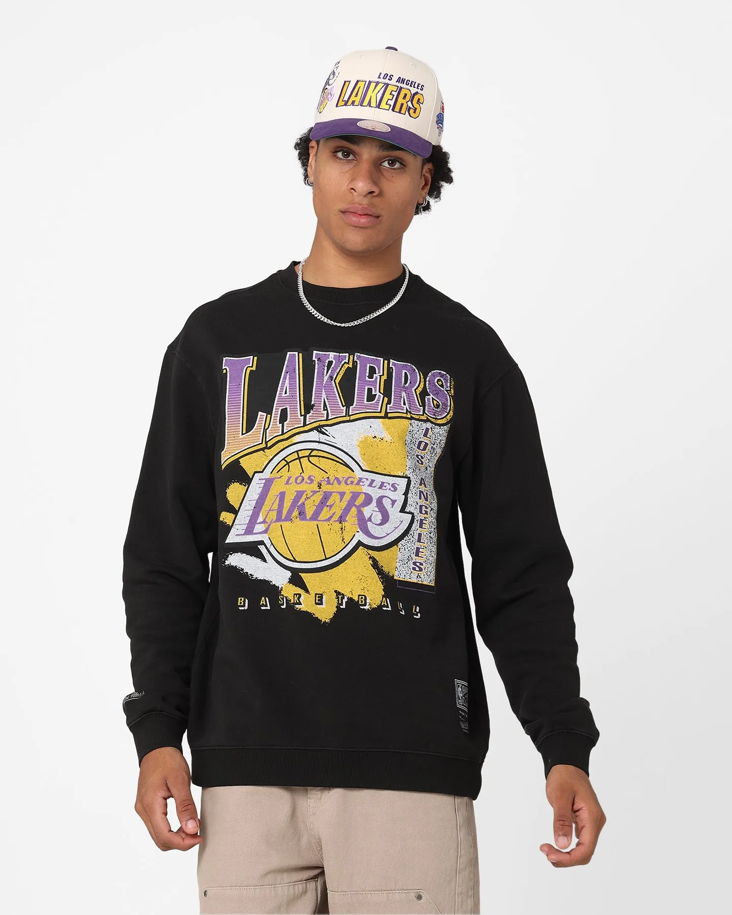 Mitchell & Ness Los Angeles Lakers Paintbrush Crewneck Faded Black