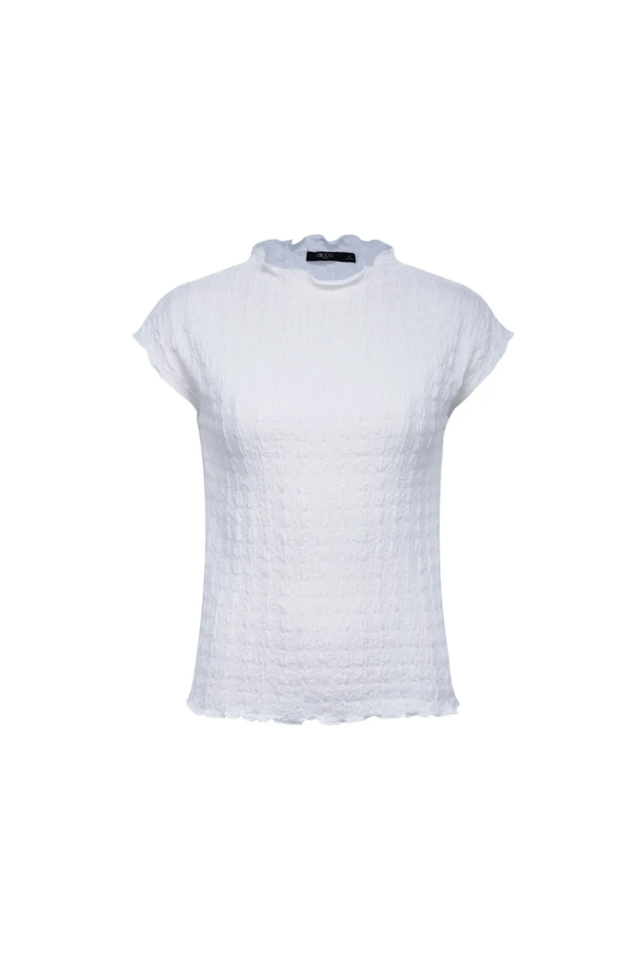 Mock Neck Textured Cap Sleeve Knit Top