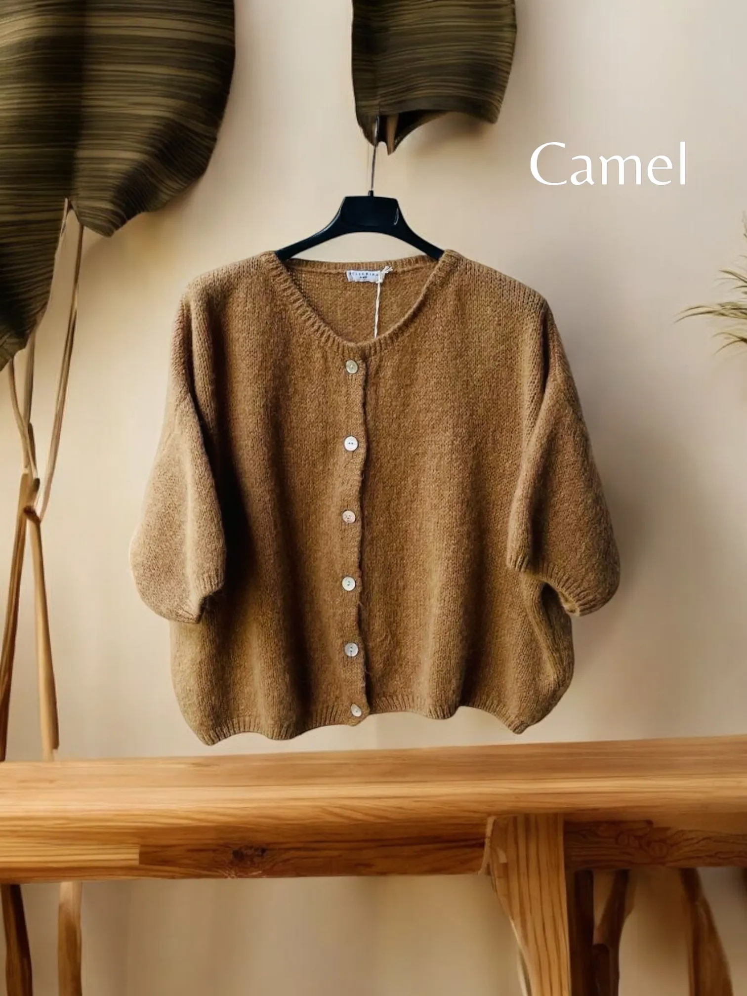 Mohair mix cardigan in Camel