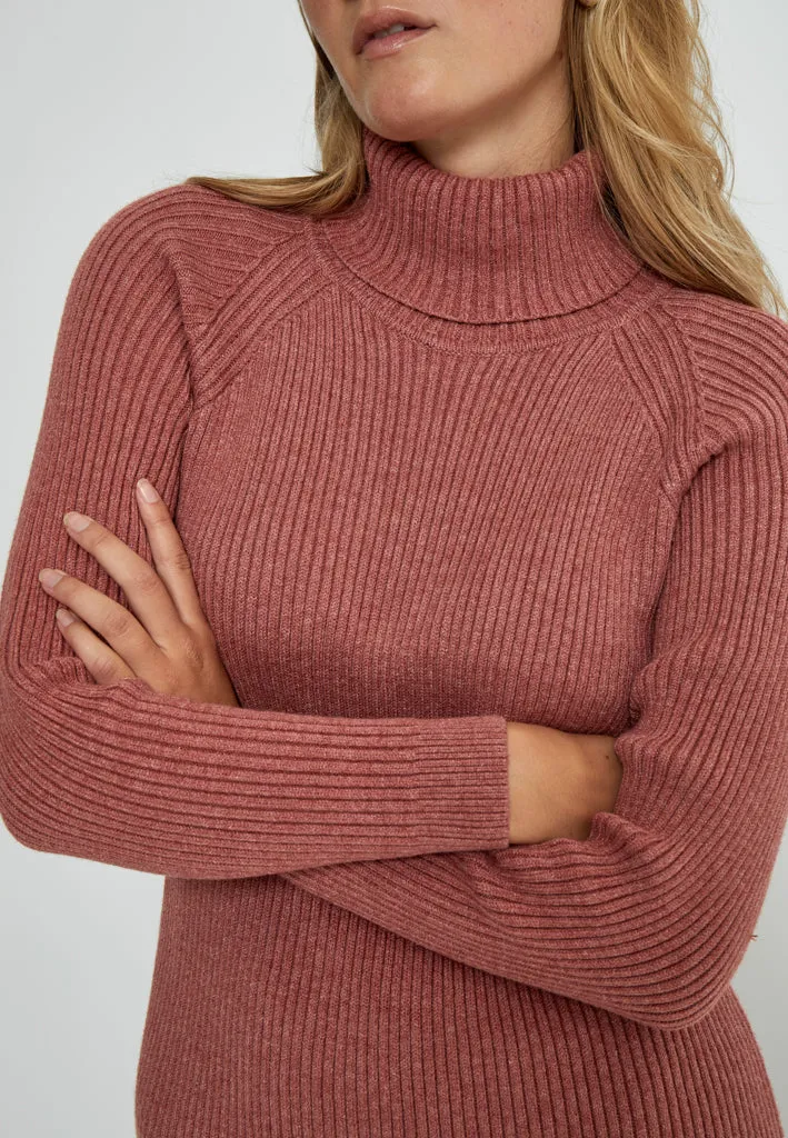 MSAva Knit Turtleneck Dress - Rose Melange