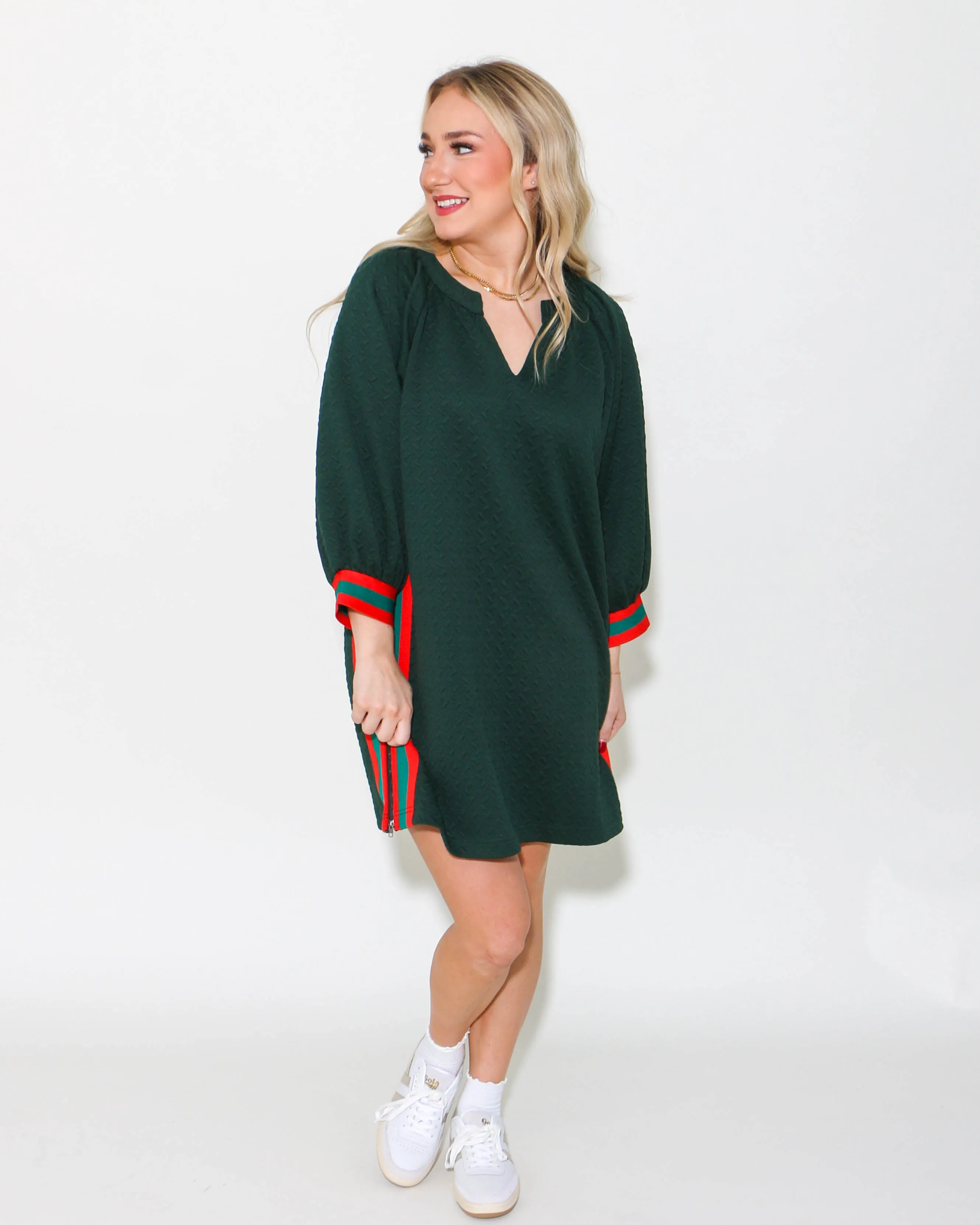 Multicolor Side Striped Pullover Mini Dress