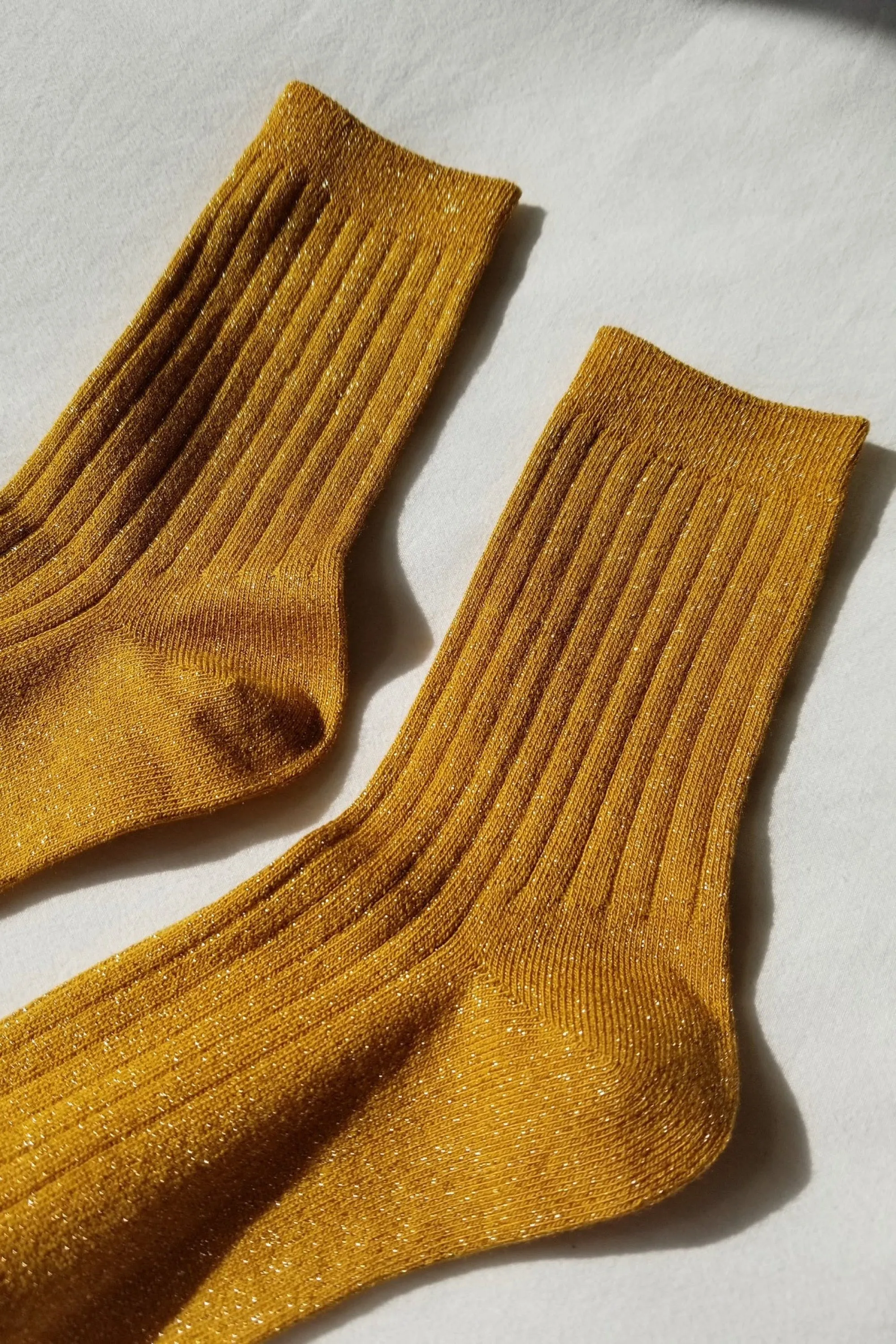 Mustard Glitter Lurex Her Socks