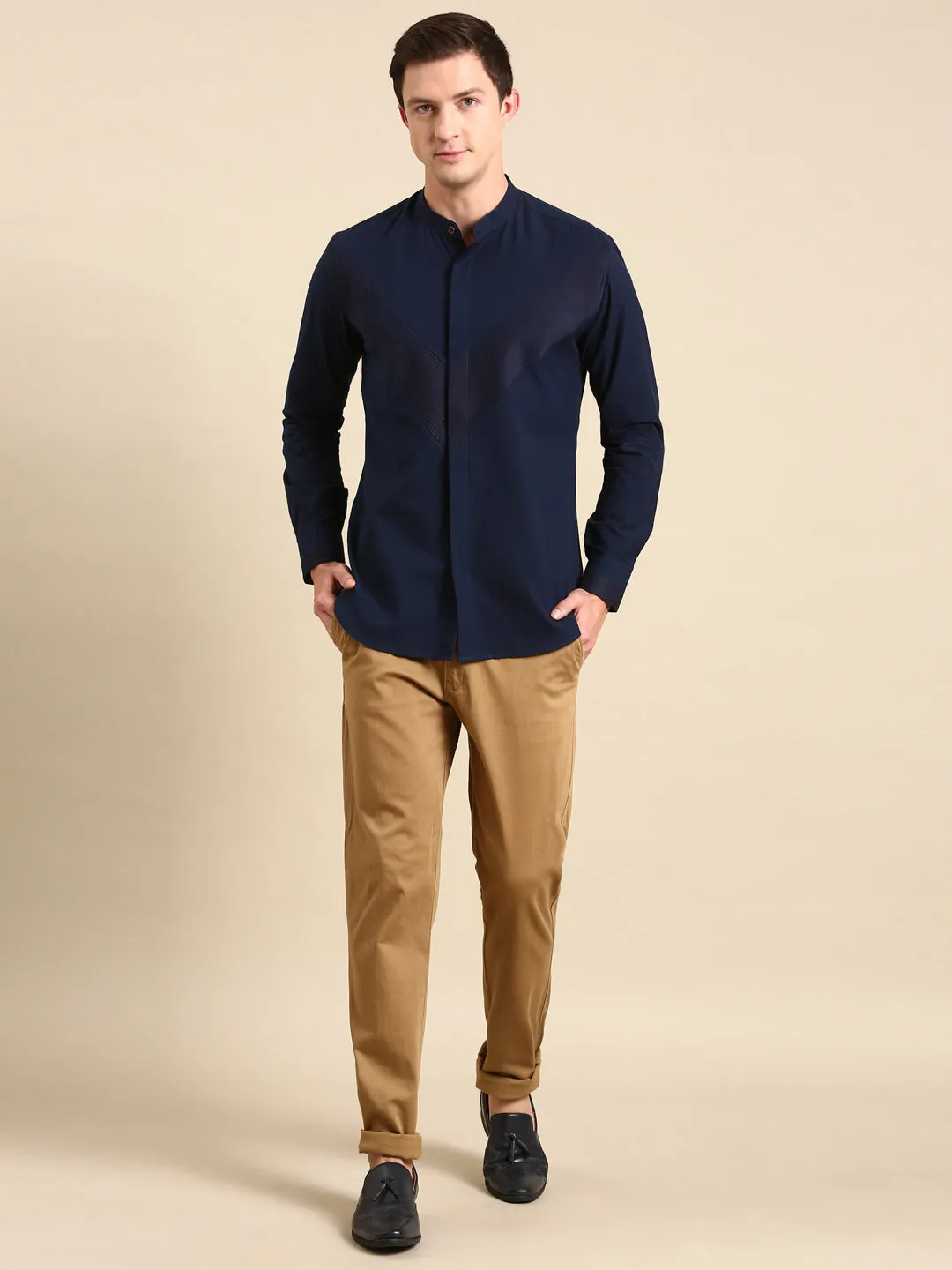 Navy blue Malai Cotton Shirt - MM0853