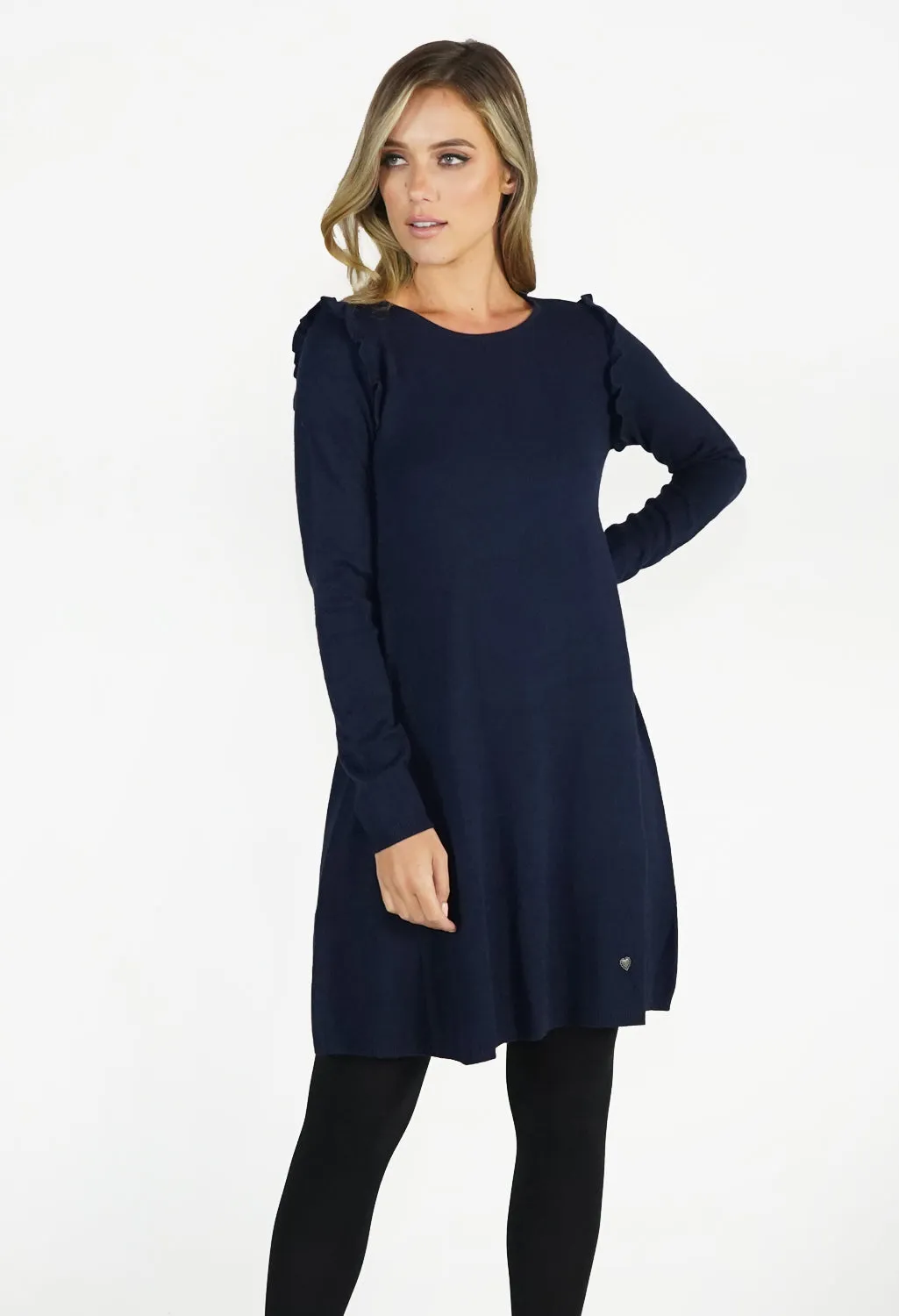 Navy Fit and Flare Knit Dress