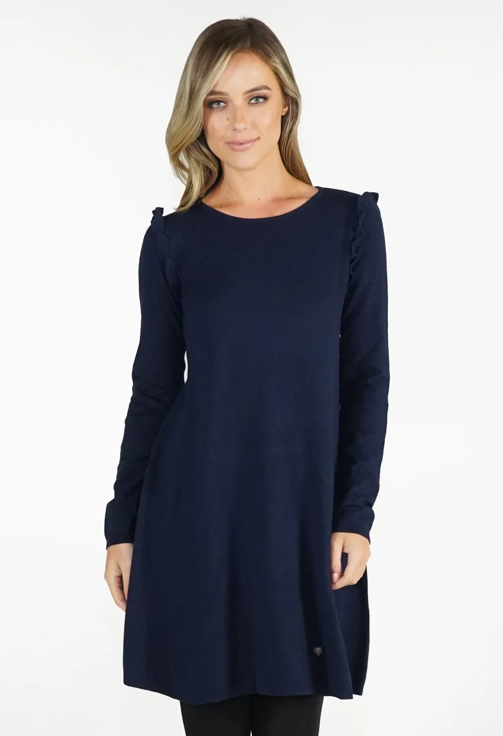 Navy Fit and Flare Knit Dress