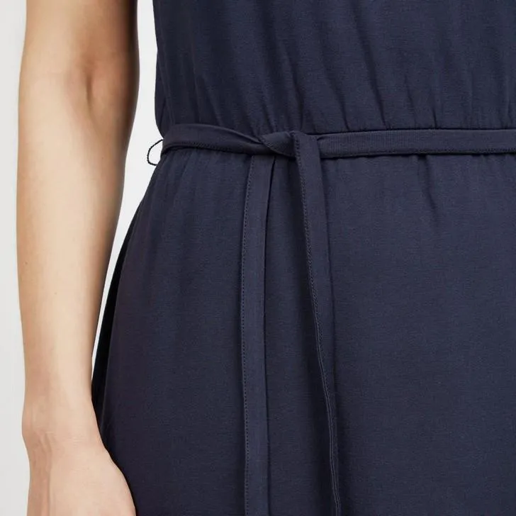 Navy Keyhole Belted Dress