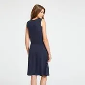 Navy Keyhole Belted Dress