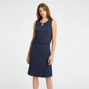 Navy Keyhole Belted Dress