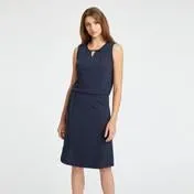 Navy Keyhole Belted Dress