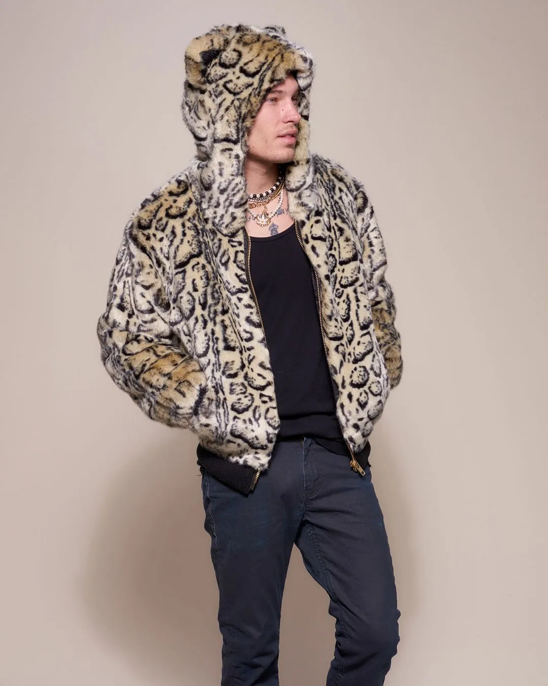 Ocelot Luxe Classic  Faux Fur Bomber Jacket | Men's