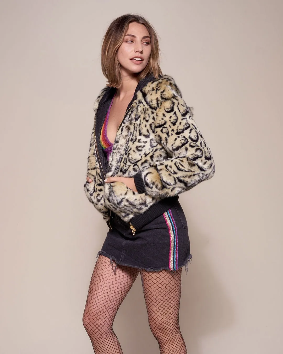 Ocelot Luxe Classic  Faux Fur Bomber Jacket | Women's