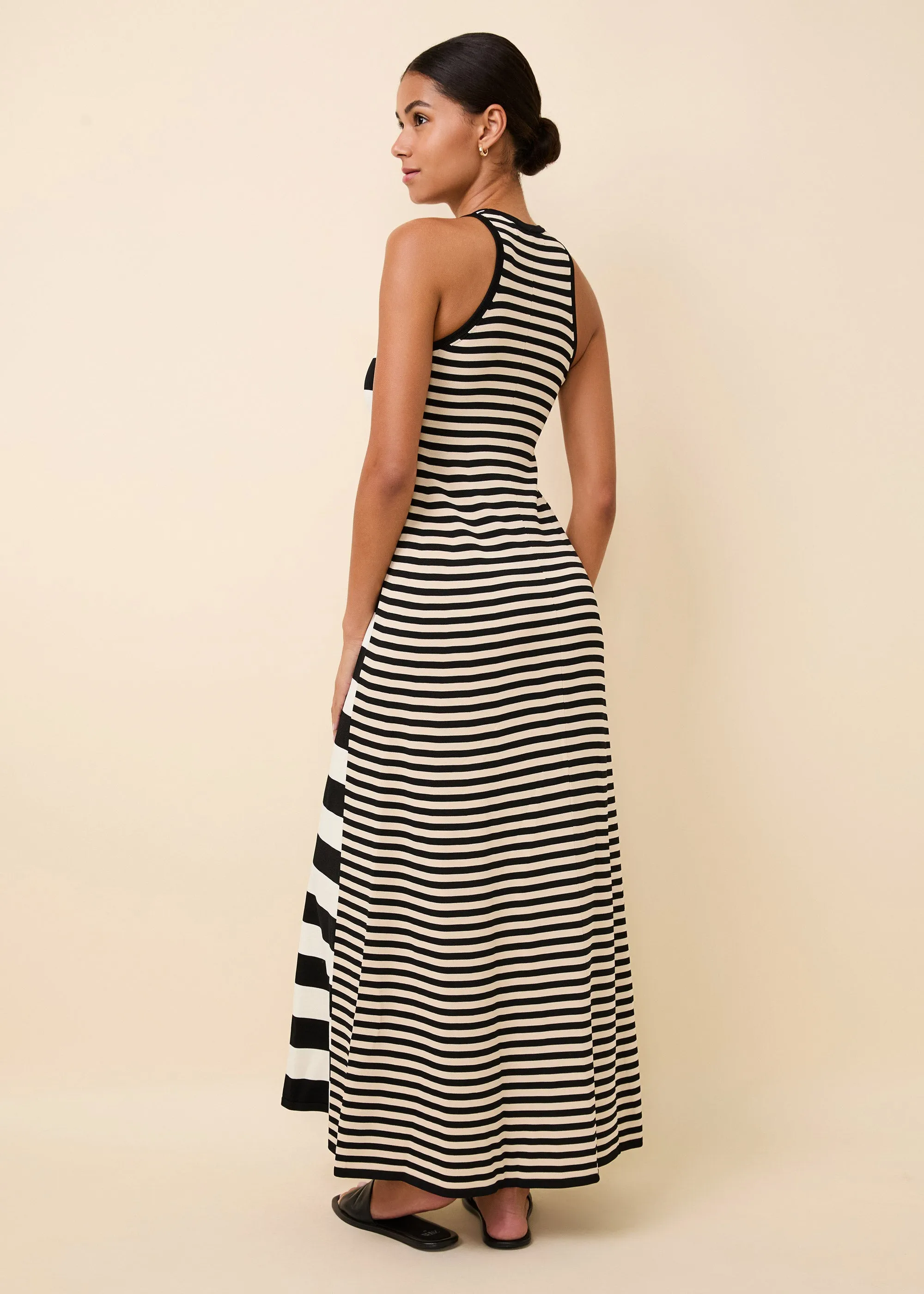 Oria Dress Noir Brule Khaki Stripe